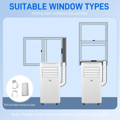 مكيف هواء محمول من HOMCOM بقوة 9000 وحدة حرارية بريطانية، متوافق مع شبكة WiFi المنزلية الذكية، وحدة تكييف هواء 4 في 1، مزيل الرطوبة، مروحة مع جهاز تحكم عن بعد، مؤقت 24 ساعة، مجموعة تهوية النوافذ، 20 مترًا، R290، كفاءة الطاقة