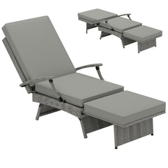 Outsunny 80Â° Reclining Rattan Lounger - Grey