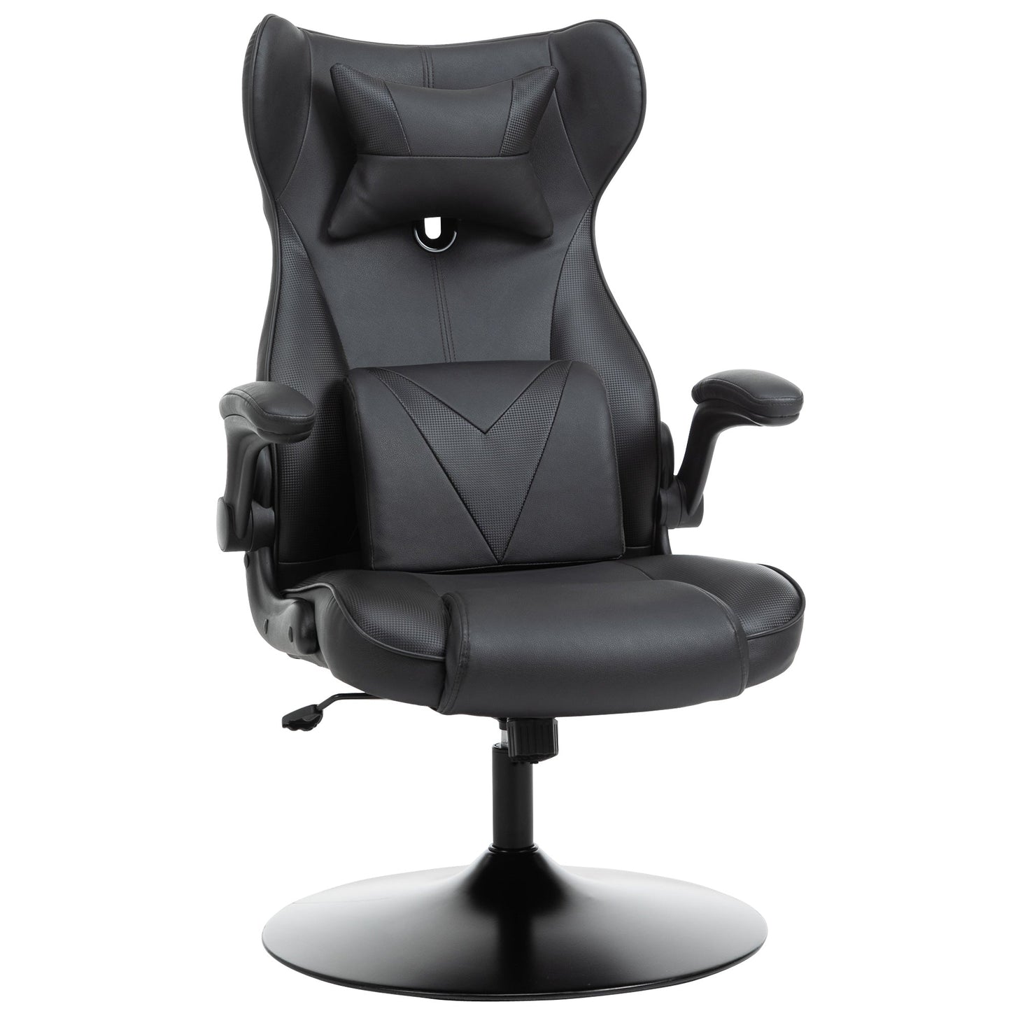 Vinsetto Video Game Chair with Lumbar Support, Racing Style Home Office Chair, Computer Chair with Swivel Base, Flip-up Armrest and Headrest, Black