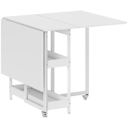HOMCOM Four-Person Drop Leaf Table - White
