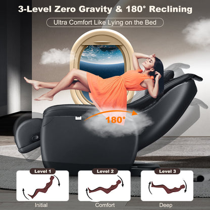 3D Zero Gravity Massage Chair with Full Body Massage and Back Heater-Black