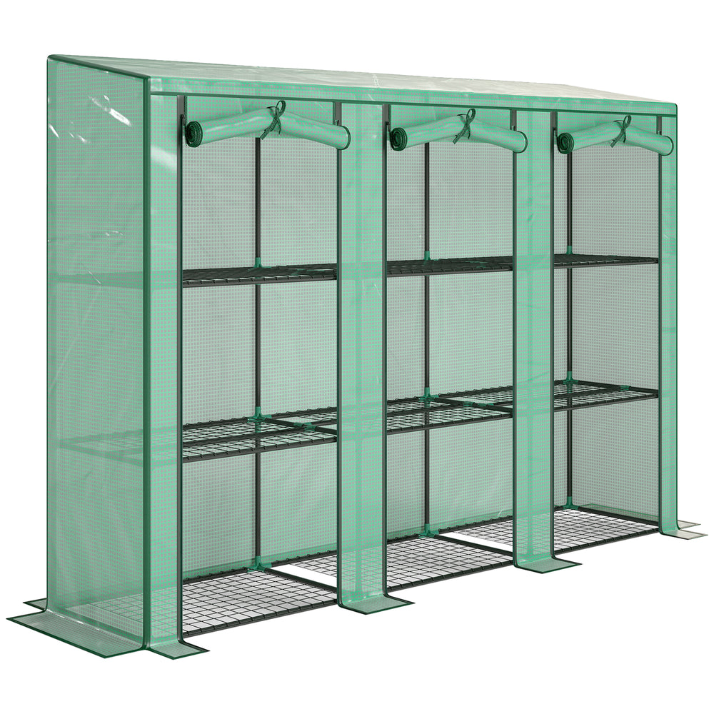 Outsunny 46 x 215 cm Nine-Shelf Greenhouse - Green