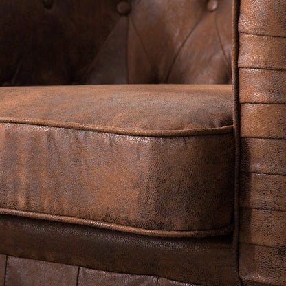 110cm Wide Retro Faux Leather Chesterfield Rolled Chair