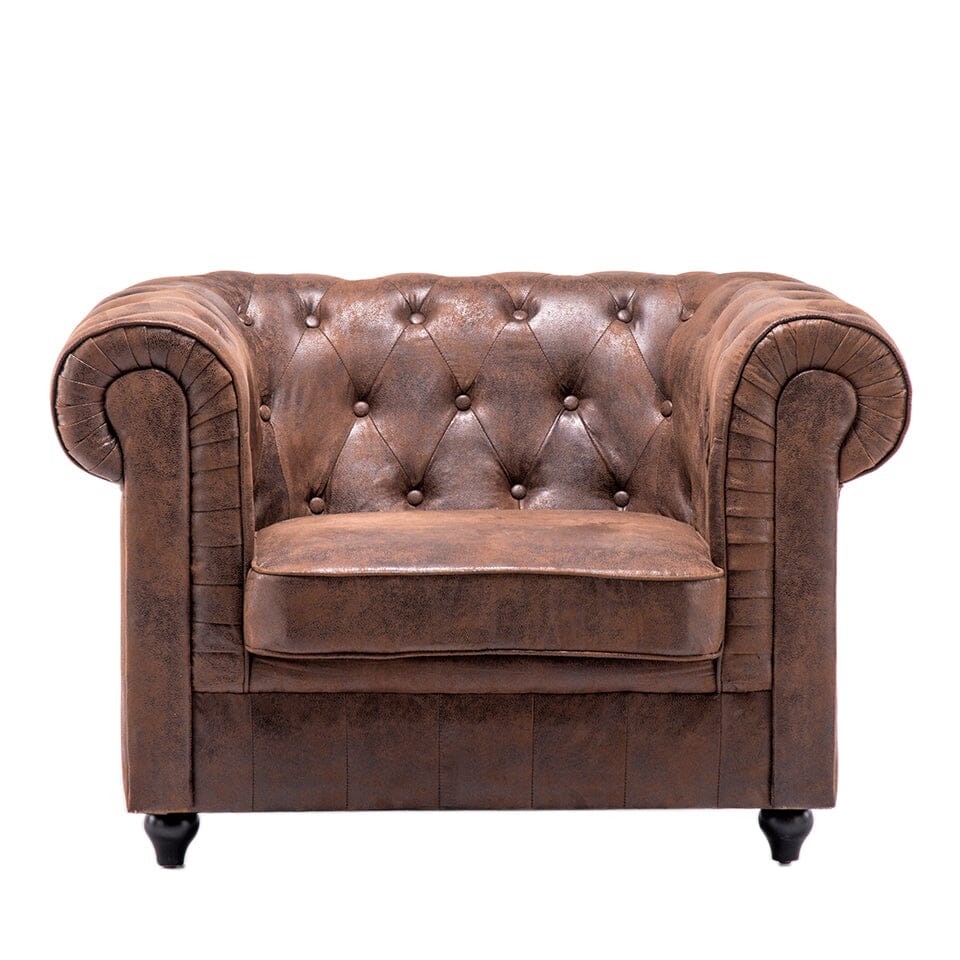 110cm Wide Retro Faux Leather Chesterfield Rolled Chair