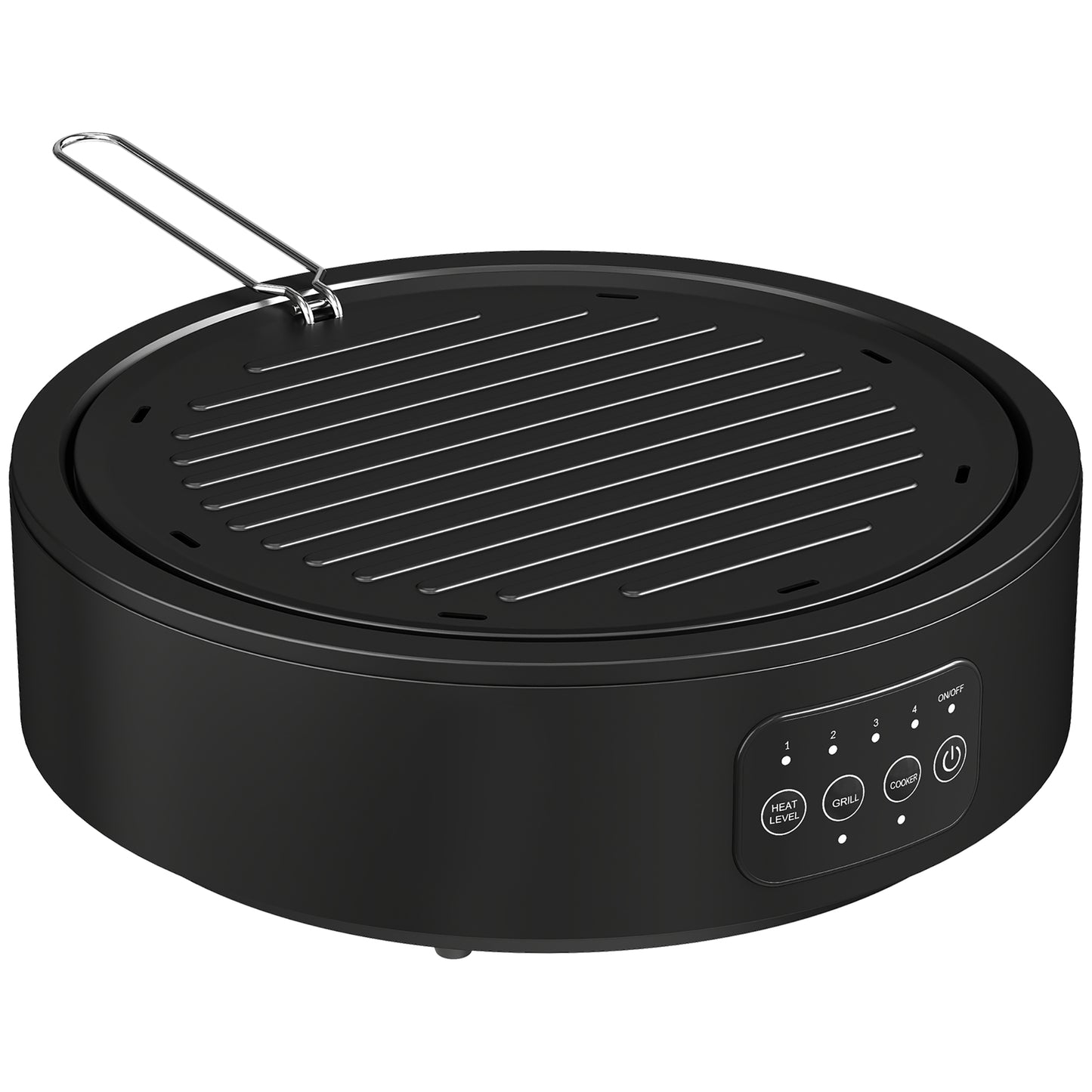 HOMCOM Electric Ceramic Hob with Grill Plate, Multifunctional 36cm Plug in Electric Hob with 4 Heat Levels for All Type Pot