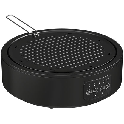 HOMCOM Electric Ceramic Hob with Grill Plate, Multifunctional 36cm Plug in Electric Hob with 4 Heat Levels for All Type Pot