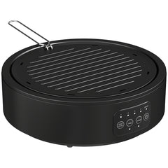 HOMCOM Electric Ceramic Hob with Grill Plate, Multifunctional 36cm Plug in Electric Hob with 4 Heat Levels for All Type Pot