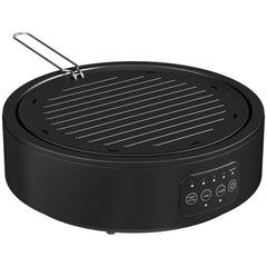 HOMCOM Electric Ceramic Hob with Grill Plate, Multifunctional 36cm Plug in Electric Hob with 4 Heat Levels for All Type Pot