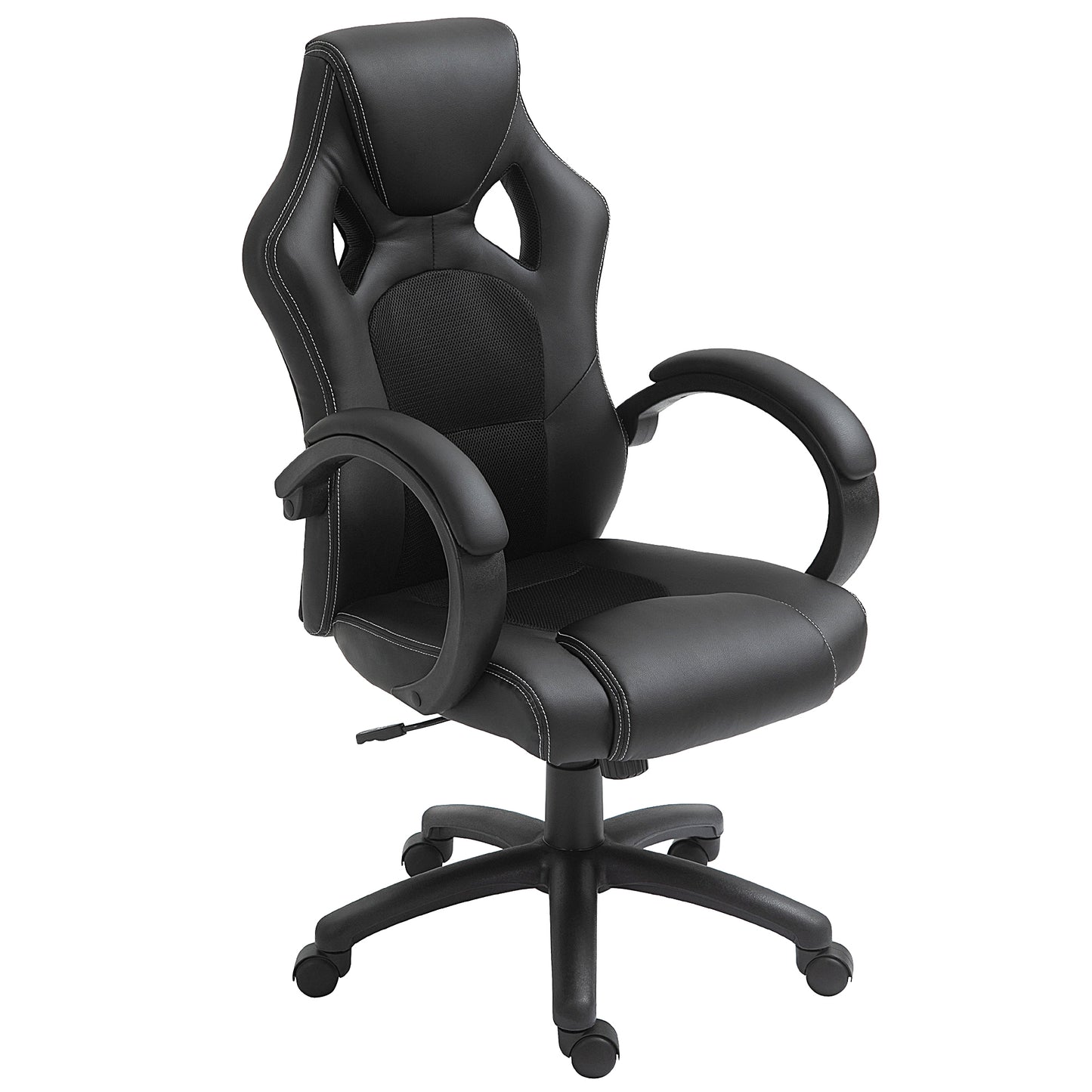 Vinsetto Office Chair Faux Leather Swivel Computer Desk Chair for Home Office with Wheels Armrests Black