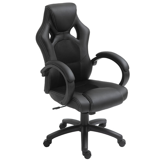 Vinsetto Office Chair Faux Leather Swivel Computer Desk Chair for Home Office with Wheels Armrests Black