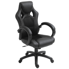 Vinsetto Office Chair Faux Leather Swivel Computer Desk Chair for Home Office with Wheels Armrests Black