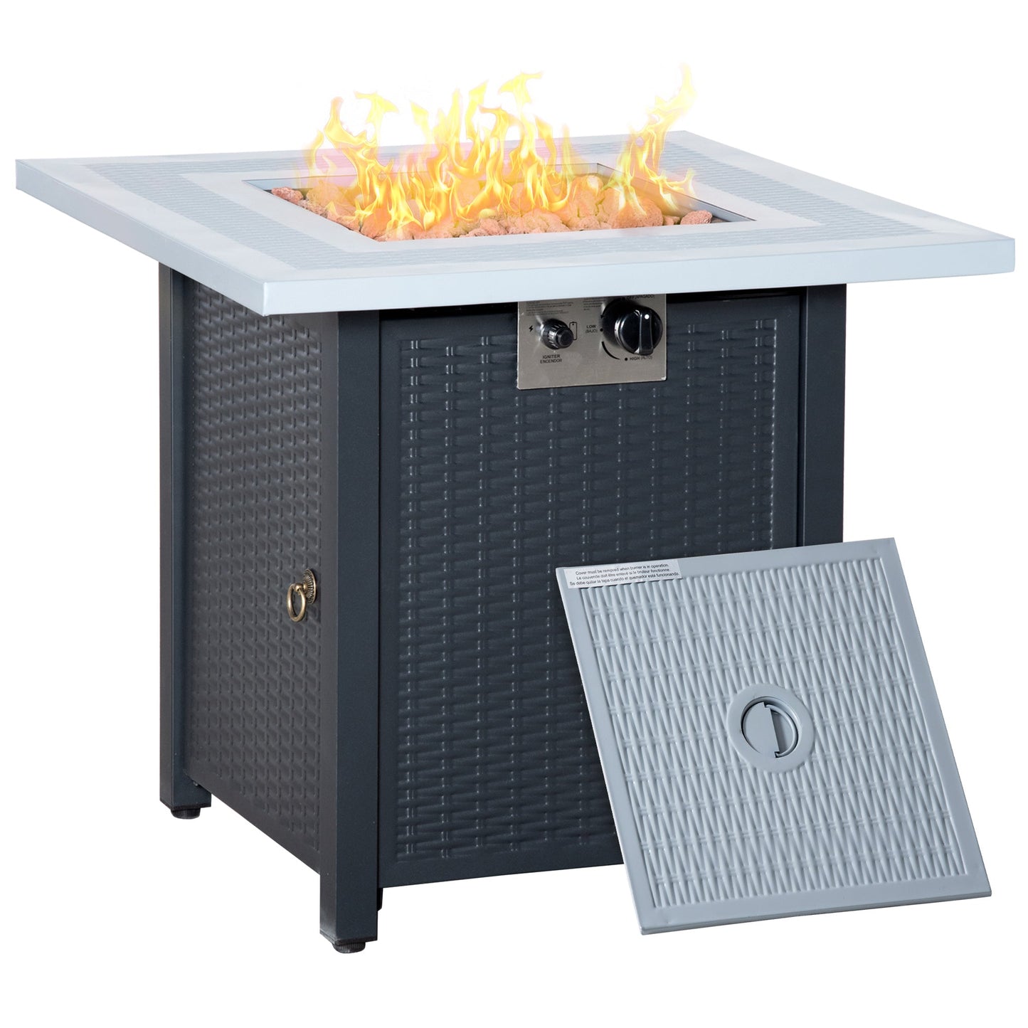 Outsunny 71 x 71cm 40000 BTU Gas Firepit Table - Black/Grey