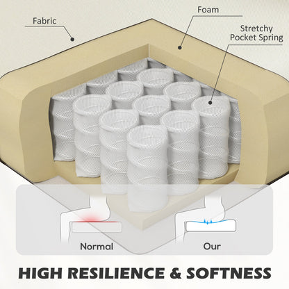 HOMCOM Modern Accent Chair, Occasional Chair with Rubber Wood Legs for Living Room, Bedroom, Cream White