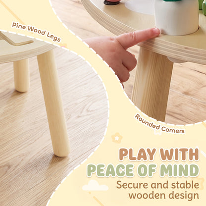 AIYAPLAY Wooden Baby Activity Table for 1-3 Years, 6-in-1 Montessori Activity Table with Gears, Bead Maze, Rotating Clock
