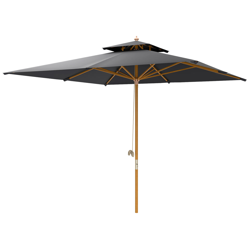 Outsunny 3 m Square Garden Parasol - Black