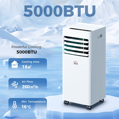 HOMCOM Portable Air Conditioner 5000 BTU, 4-in-1 Cooling, Dehumidifier, Fan, Sleep Mode, Air Conditioning Unit with Digital Display & Remote Control, 24H Timer, Window Venting Kit, for Room up to 18√£≈Ω¬°