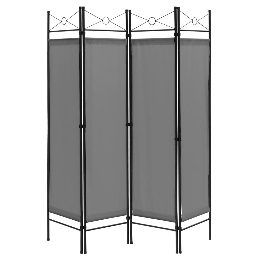 6 Feet 4-Panel Light Weight Room Divider with Polyester Cloth-Grey
