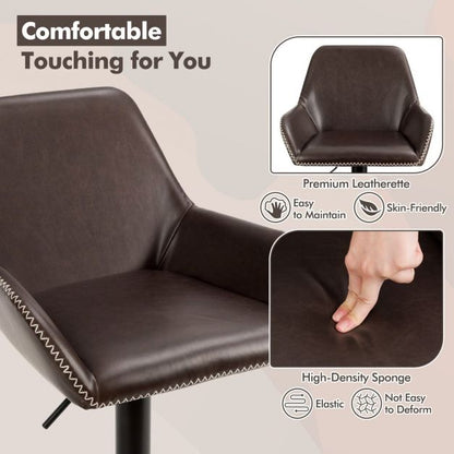 PU Leather 360° Swivel Adjustable Bar Stool with Armrest