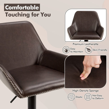 PU Leather 360° Swivel Adjustable Bar Stool with Armrest