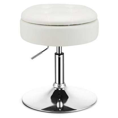 360° Swivel Vanity Stool with Removable Tray Lid-White