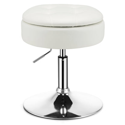 360° Swivel Vanity Stool with Removable Tray Lid-White