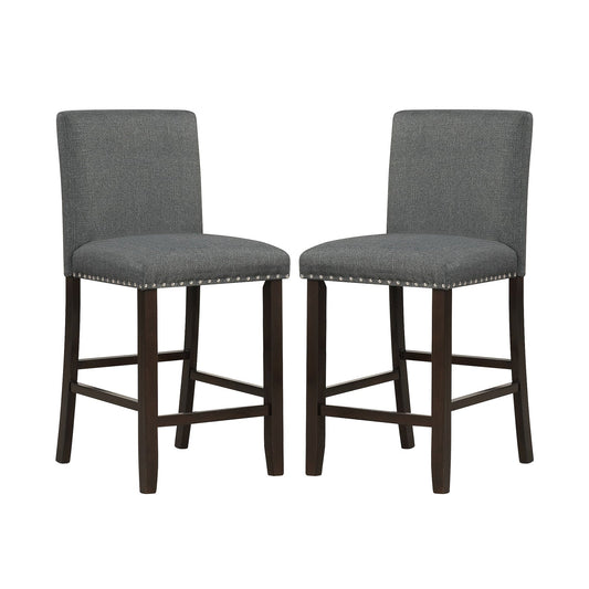 Upholstered Bar Stool Set of 2 for Dining Room Kitchen Restaurant-Grey