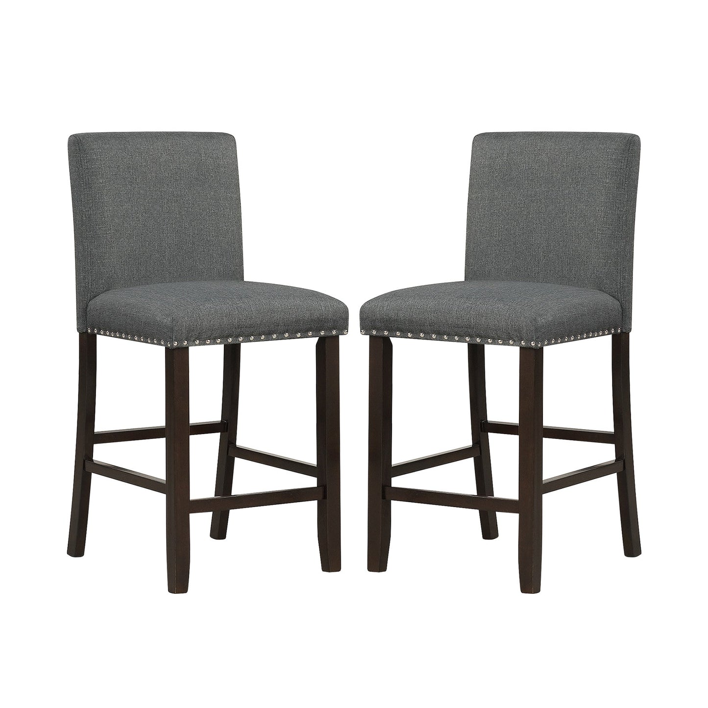 Upholstered Bar Stool Set of 2 for Dining Room Kitchen Restaurant-Grey