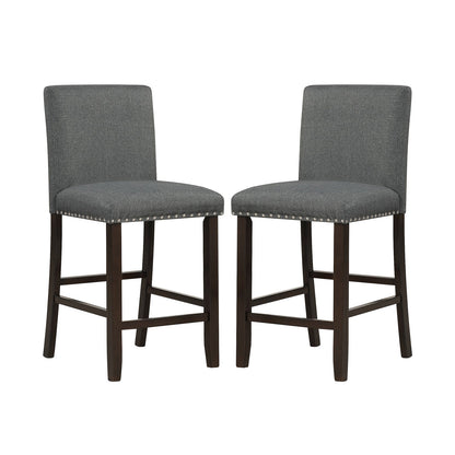 Upholstered Bar Stool Set of 2 for Dining Room Kitchen Restaurant-Grey