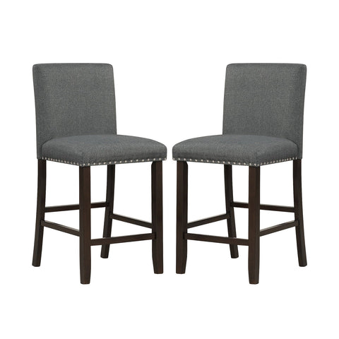 Upholstered Bar Stool Set of 2 for Dining Room Kitchen Restaurant-Grey