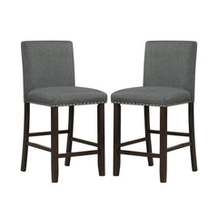 Upholstered Bar Stool Set of 2 for Dining Room Kitchen Restaurant-Grey