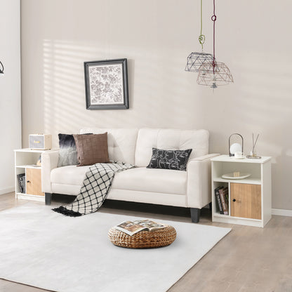 Set of 2 Modern Nightstands with Cable Management Hole-White