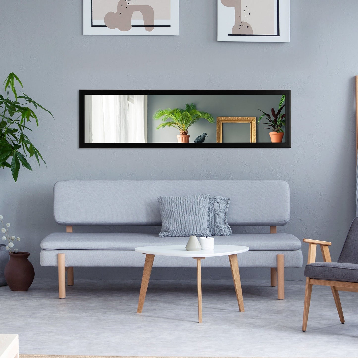 Full Length Over the Door Mirror with Hanging Hooks for Bedroom-Black