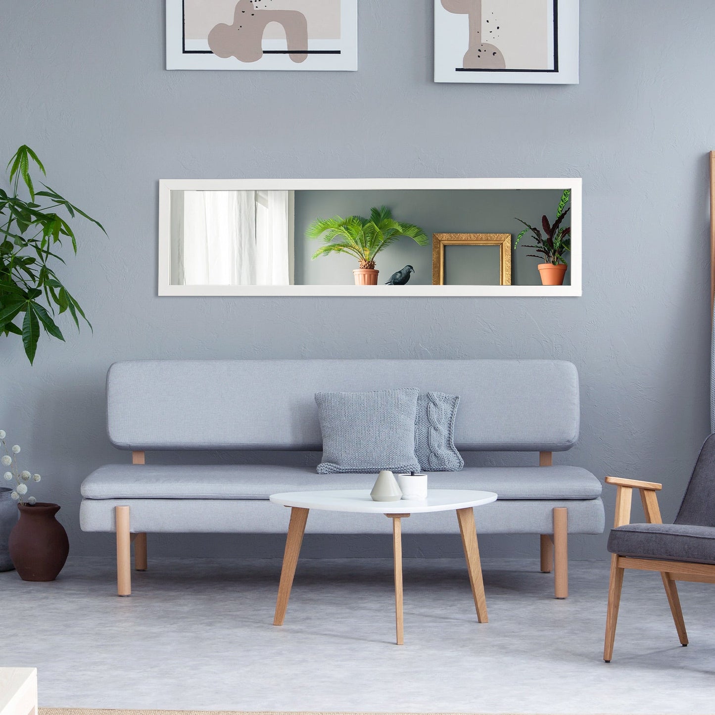 Full Length Over the Door Mirror with Hanging Hooks for Bedroom-White