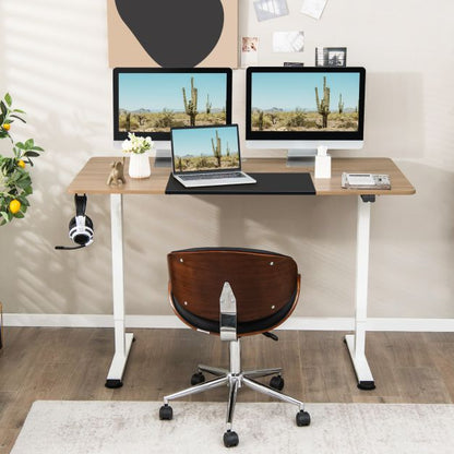 Height Adjustable Home Office Computer Desk with Headphone Hook-Natural