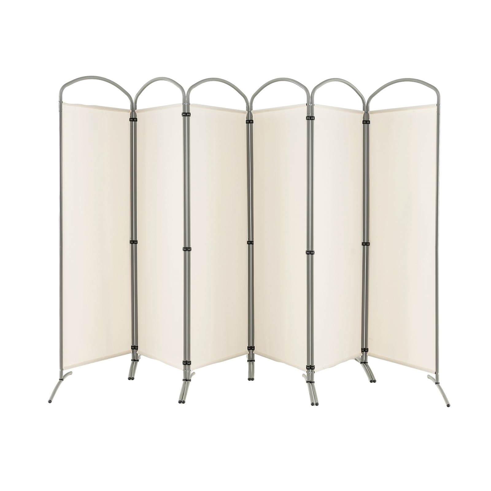 6 Panel Freestanding Folding Room Divider for Home Office-Cream