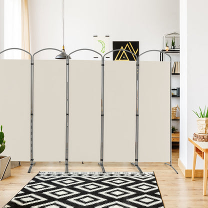 6 Panel Freestanding Folding Room Divider for Home Office-Cream