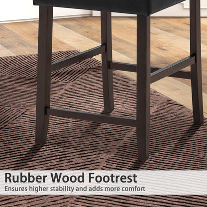 Set of 2 Padded Bar Stools with Rubber Wood Legs
