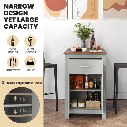 Counter Height Table with Storage Rectangular Pub Dining Table-Grey