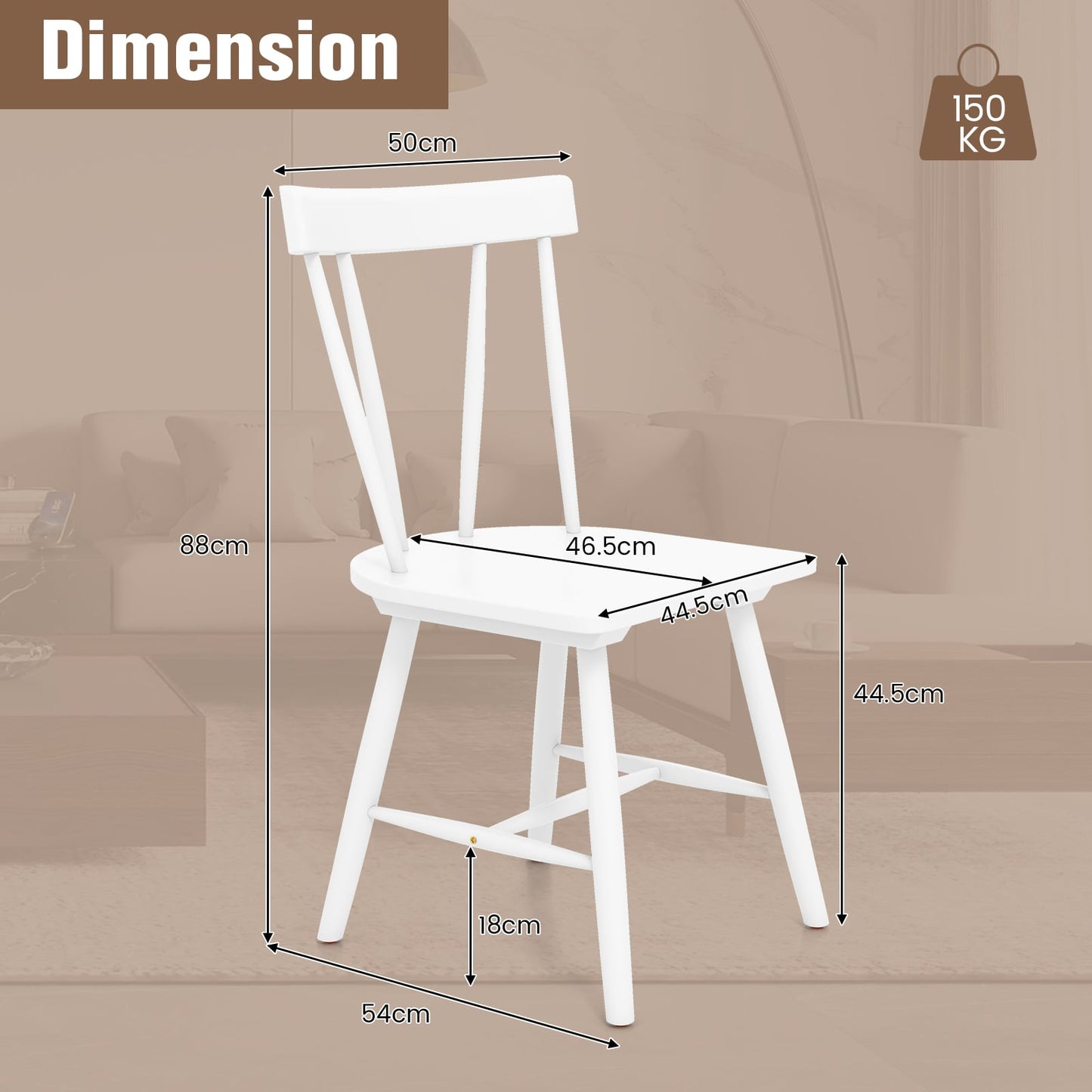 Set of 2 Windsor Chairs-White