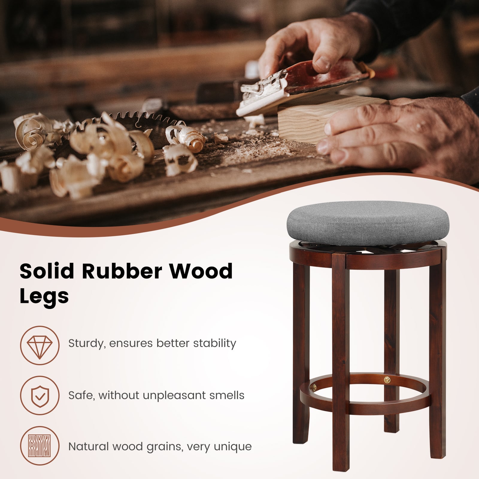 Counter Height Stool Set of 2-Grey
