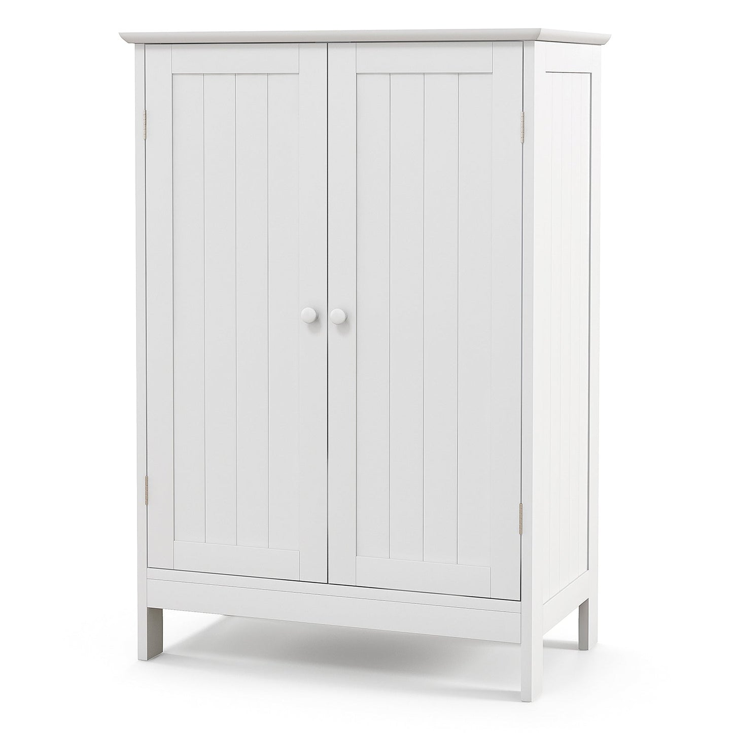 Double Door Bathroom Floor Cabinet with Shelf-White