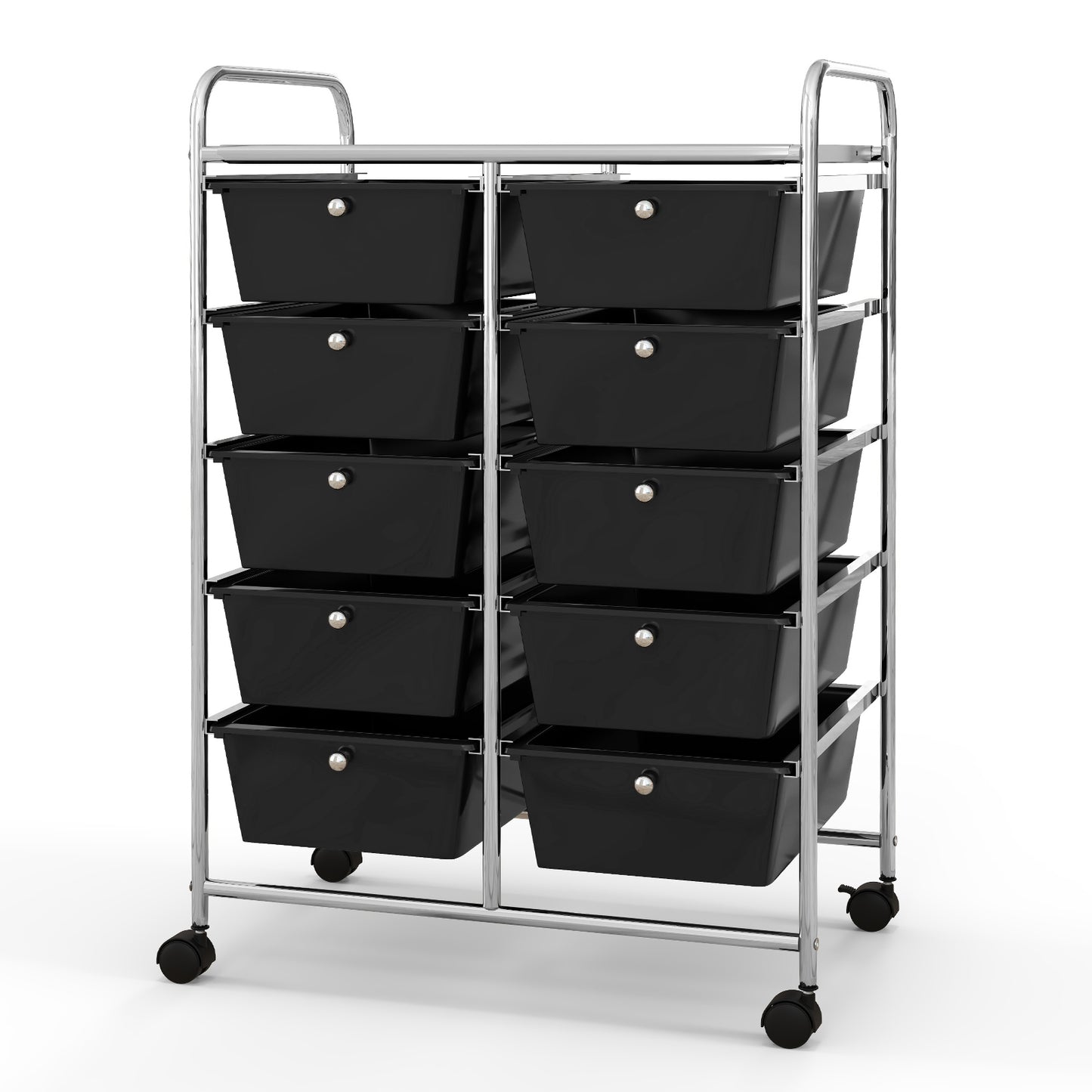 Storage Rolling Cart with 10-Drawer for Tools Scrapbook Paper Organising-Black