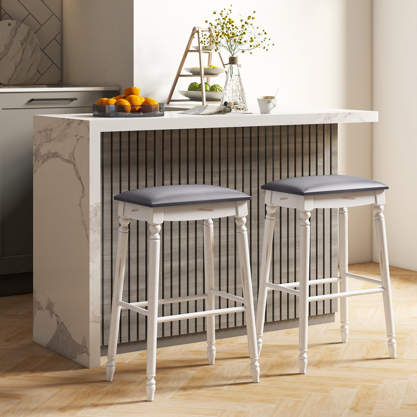 61/74 cm Upholstered Bar Stool Set of 2-74 cm
