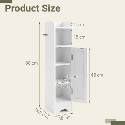 Small Bathroom Storage Cabinet with Door and Adjustable Shelves-White