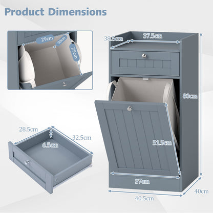 Bathroom Storage Cabinet with Drawer and Removable Hamper-Grey