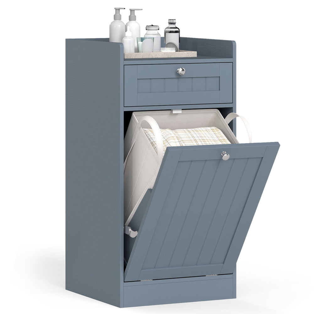 Bathroom Storage Cabinet with Drawer and Removable Hamper-Grey