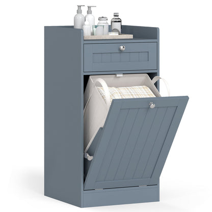 Bathroom Storage Cabinet with Drawer and Removable Hamper-Grey