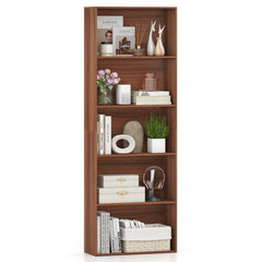 5-Tier Bookshelf with Freestanding Display Shelf and Storage Organizer for Living Room-Brown