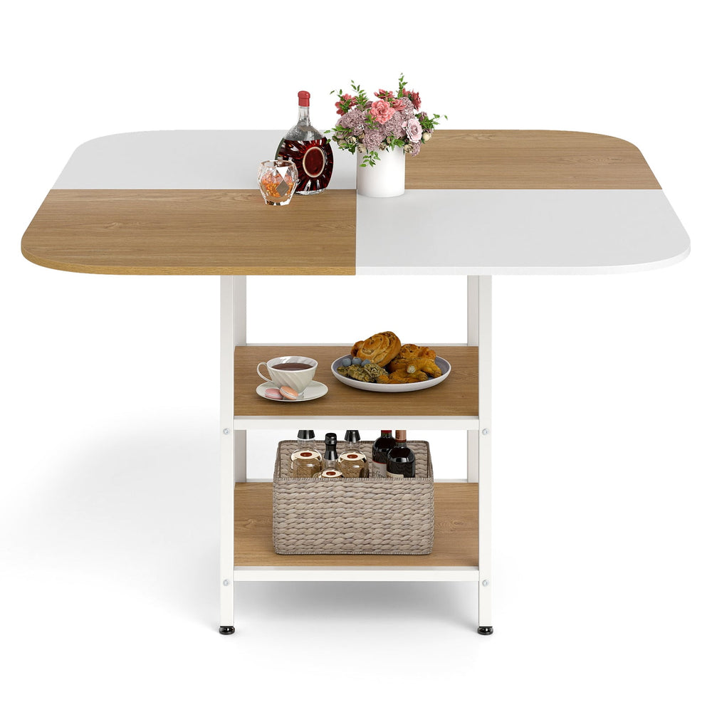 120 cm Modern Dining Table with Mix-colored Tabletop-Natural