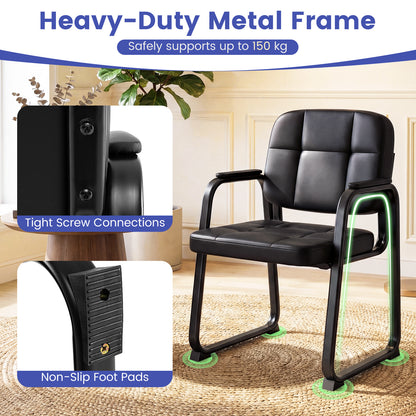 Waiting Room Guest Chairs Set of 2 with Sled Base for Conference Room-Black